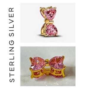 🌟 14K Gold Plated Pink Bow Spacer Charm